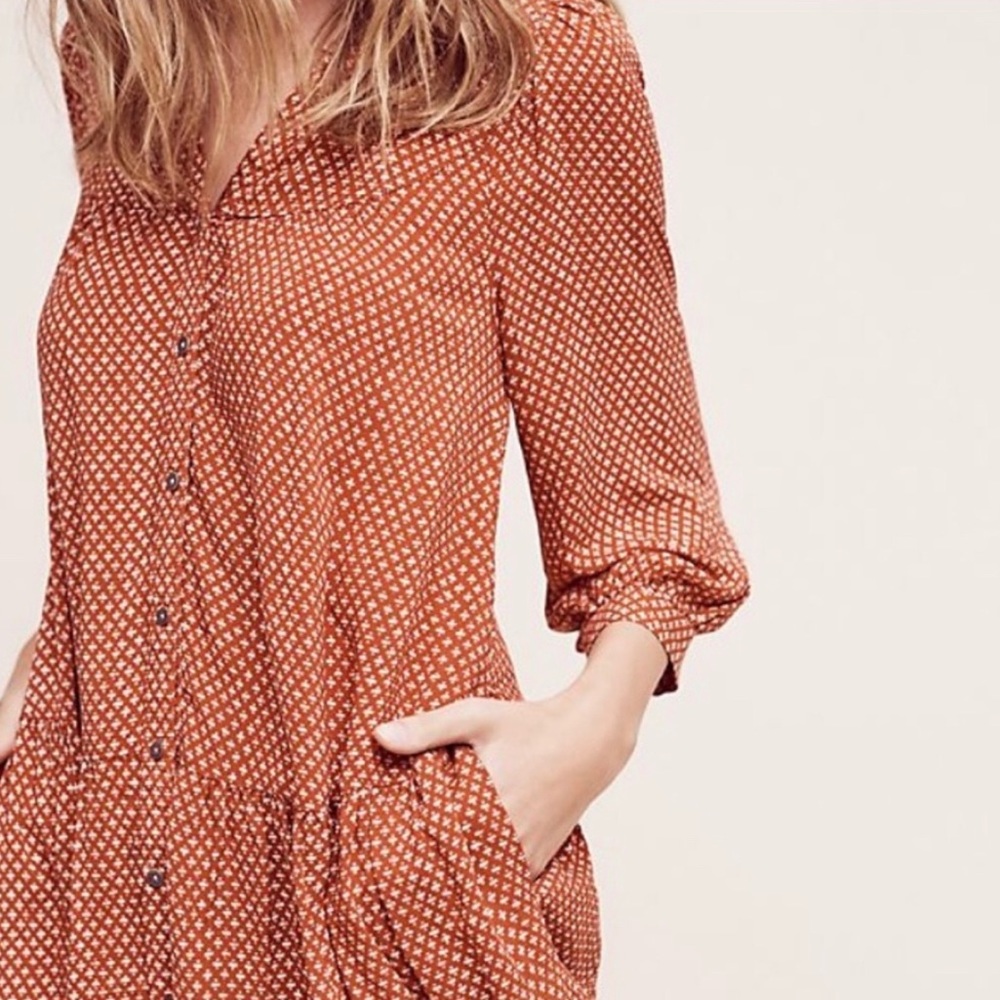 HOLDING HORSES Rust Printed Button-Front Tunic